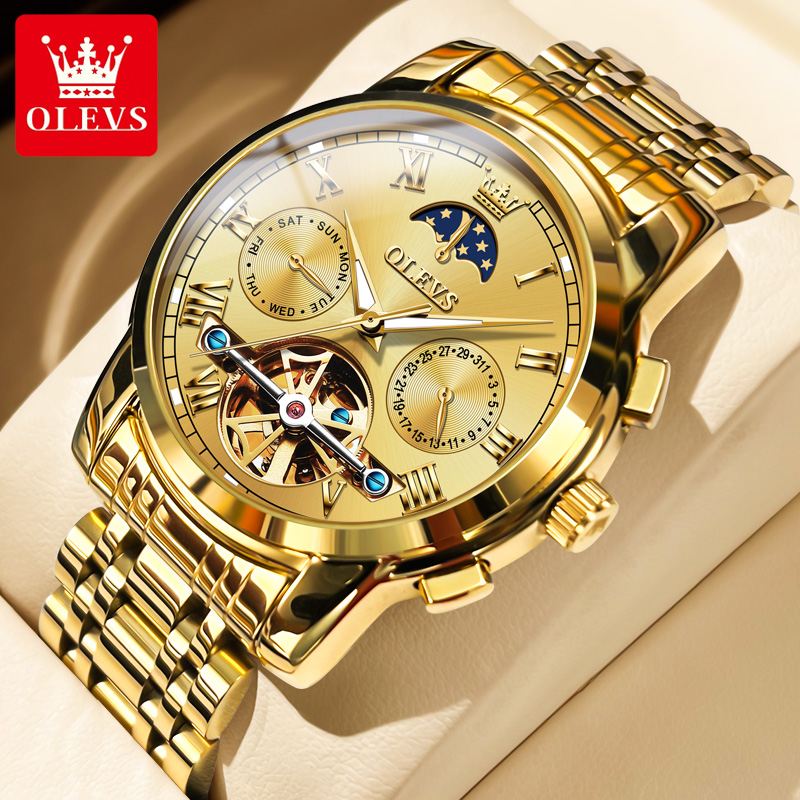 Leather Classic Strap - OLEVS 6617 Reloj mecánico clásico para
