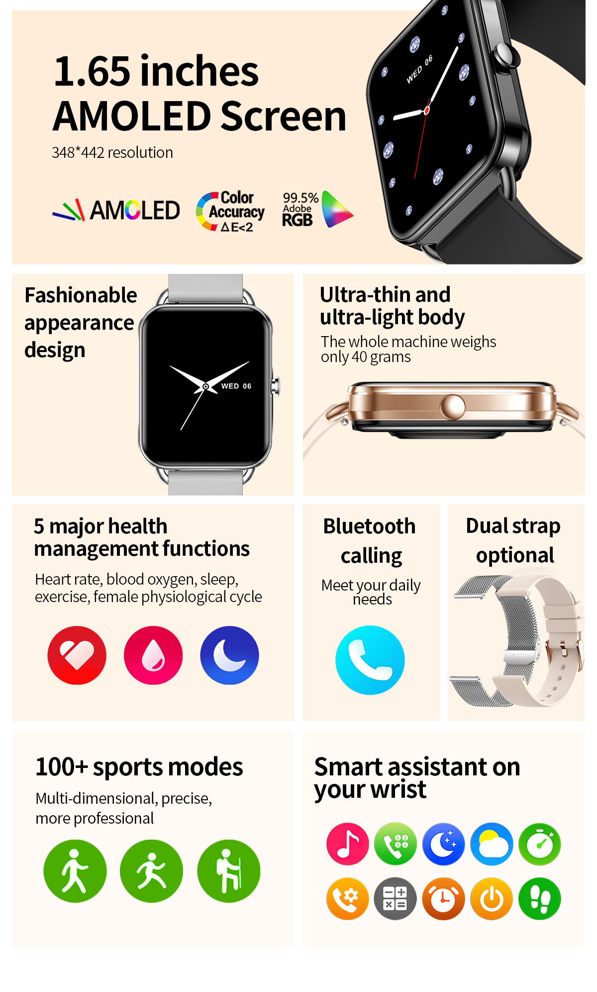 Reloj inteligente 2024 para te - Android Smartwatch Accessories reseña y precio